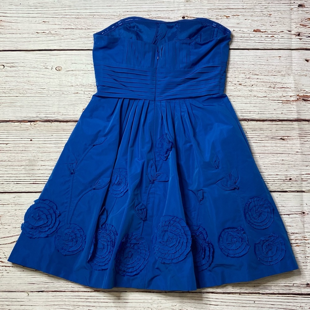 BCBGMAXAZRIA Taffeta Fit and Flare Larkspur Blue Strapless Dress Sz 4 - Picture 14 of 16